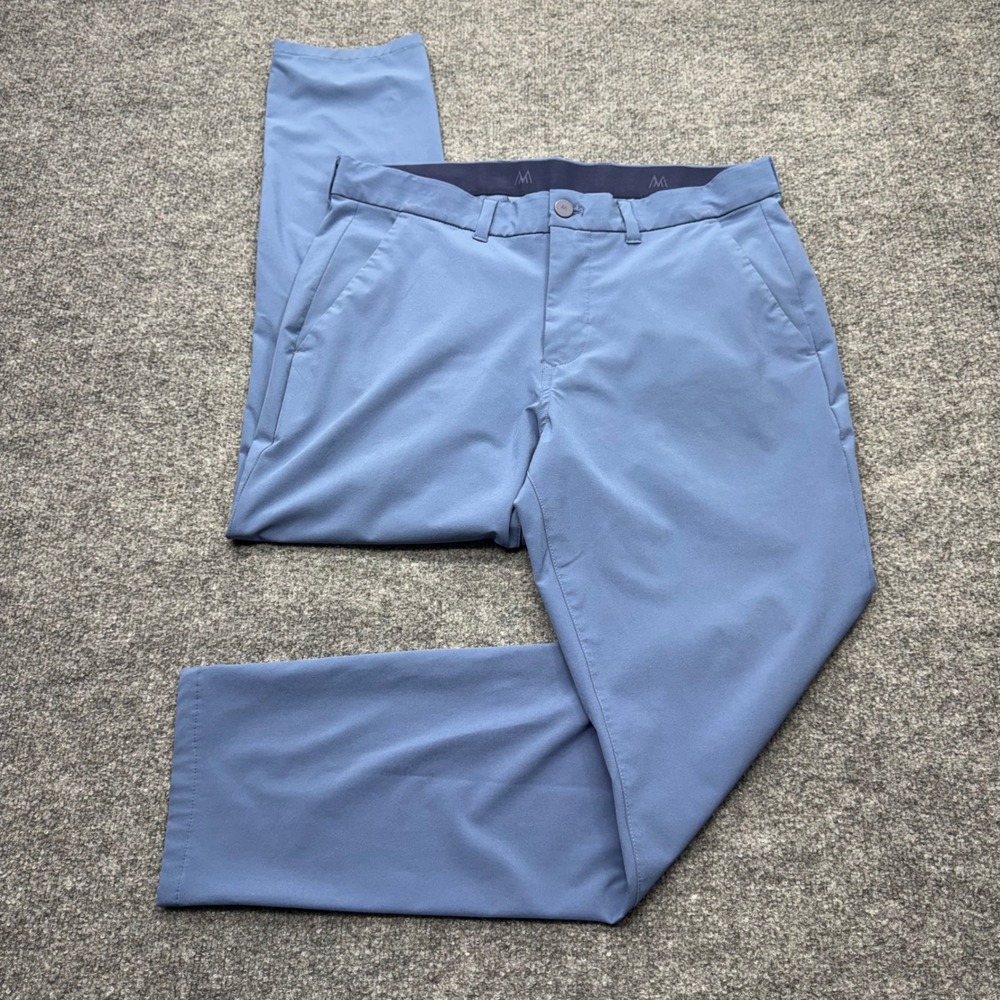 Mizzen + Main Helmsman Slim Blue Performance Chino Golf Pants 32W 30L Mens